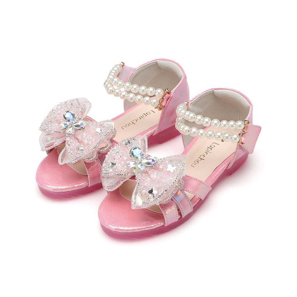 Elaina Flutter Sandal - Glass Glitter Pink