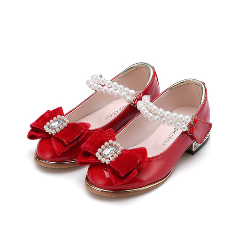 Bijou Madelaine Pearl Strap Maryjane - Red Patent