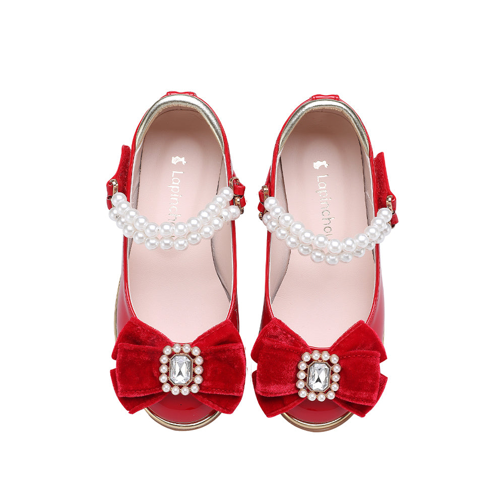 Bijou Madelaine Pearl Strap Maryjane - Red Patent